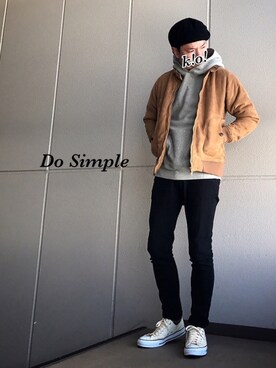 「無地党」｜「アイテム（ブルゾン）」を使った、k!o!👶👶さん（メンズ・171cm）の冬コーディネート