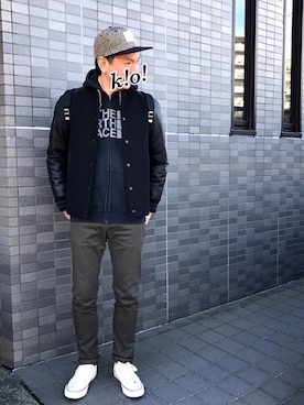 「JOURNAL STANDARD（ジャーナルスタンダード）のアイテム（スタジャン）」を使った、k!o!👶👶さん（メンズ・171cm）の冬コーディネート