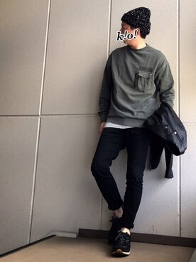 「無地党」｜「アイテム（ライダースジャケット）」を使った、k!o!👶👶さん（メンズ・171cm）の春コーディネート