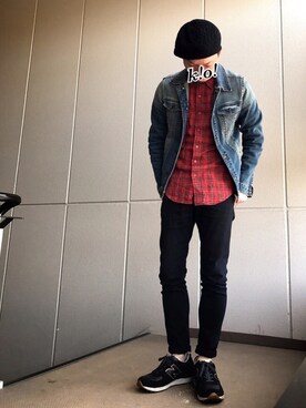 「ベレー帽推奨委員会」｜「アイテム（デニムジャケット）」を使った、k!o!👶👶さん（メンズ・171cm）の春コーディネート