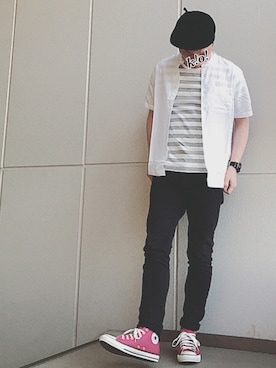 「ベレー帽推奨委員会」｜「アイテム（腕時計）」を使った、k!o!👶👶さん（メンズ・171cm）の夏コーディネート