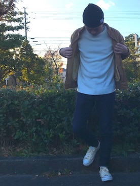 「無地党」｜「アイテム（ブルゾン）」を使った、k!o!👶👶さん（メンズ・171cm）の冬コーディネート