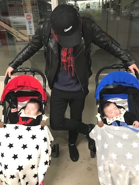 「無地党」｜「アイテム（ライダースジャケット）」を使った、k!o!👶👶さん（メンズ・171cm）の冬コーディネート