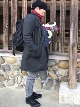 「SEVENDAYS=SUNDAY（セブンデイズサンデイ）のアイテム（チェスターコート）」を使った、k!o!👶👶さん（メンズ・171cm）の冬コーディネート