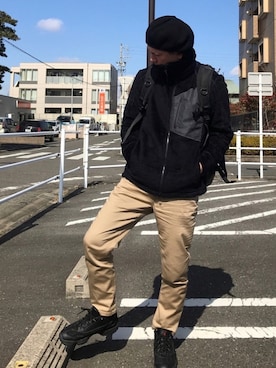 「無地党」｜「アイテム（ブルゾン）」を使った、k!o!👶👶さん（メンズ・171cm）の冬コーディネート