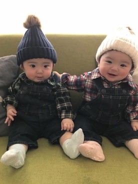 「Doシンプル部」｜「アイテム（サロペット/オーバーオール）」を使った、k!o!👶👶さん（キッズ・70cm）の春コーディネート