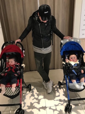 「無地党」｜「アイテム（ライダースジャケット）」を使った、k!o!👶👶さん（メンズ・171cm）の春コーディネート