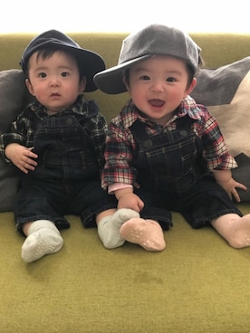 「Doシンプル部」｜「アイテム（サロペット/オーバーオール）」を使った、k!o!👶👶さん（キッズ・70cm）の春コーディネート