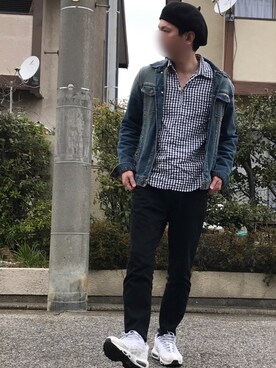 「ベレー帽推奨委員会」｜「アイテム（デニムジャケット）」を使った、k!o!👶👶さん（メンズ・171cm）の春コーディネート