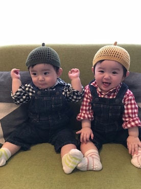 「Doシンプル部」｜「アイテム（サロペット/オーバーオール）」を使った、k!o!👶👶さん（キッズ・70cm）の春コーディネート