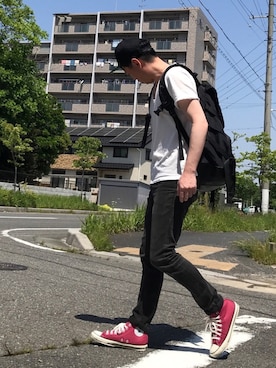 「hALON（アーロン）のアイテム（帽子）」を使った、k!o!👶👶さん（メンズ・171cm）の春コーディネート