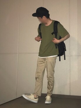 「hALON（アーロン）のアイテム（帽子）」を使った、k!o!👶👶さん（メンズ・171cm）の夏コーディネート