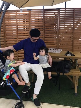 「EDIFICE（エディフィス）のアイテム（スニーカー）」を使った、k!o!👶👶さん（メンズ・171cm）の夏コーディネート