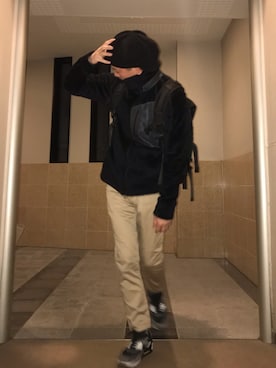 「無地党」｜「アイテム（ブルゾン）」を使った、k!o!👶👶さん（メンズ・171cm）の冬コーディネート