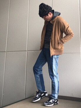 「無地党」｜「アイテム（ブルゾン）」を使った、k!o!👶👶さん（メンズ・171cm）の冬コーディネート