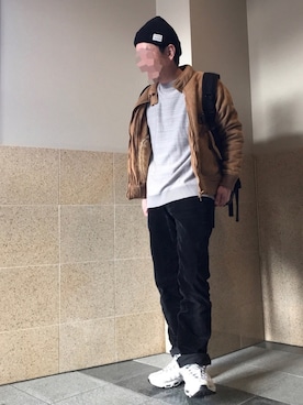 「無地党」｜「アイテム（ブルゾン）」を使った、k!o!👶👶さん（メンズ・171cm）の春コーディネート