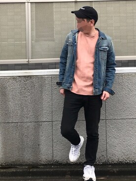 「無地党」｜「アイテム（デニムジャケット）」を使った、k!o!👶👶さん（メンズ・171cm）の春コーディネート