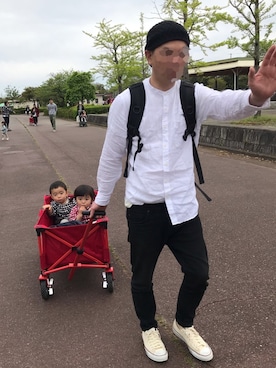「H&M（エイチ・アンド・エム）のアイテム（その他パンツ）」を使った、k!o!👶👶さん（メンズ・171cm）の春コーディネート