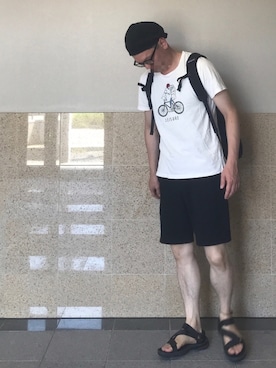 「ベレー帽推奨委員会」｜「アイテム（サンダル）」を使った、k!o!👶👶さん（メンズ・171cm）の夏コーディネート