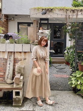 「Samansa Mos2 blue（サマンサモスモスブルー）のアイテム（その他トップス）」を使った、yunyunさん（レディース・158cm）の夏コーディネート