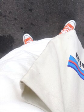 「CONVERSE（コンバース）のCONVERSE コンバース キャンバス オールスター J ハイ / CANVAS ALL STAR J HI (ORANGE) 31301640（スニーカー）」を使った、yukaさん（レディース・153cm）の夏コーディネート