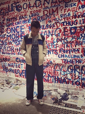 「VINTAGE（ヴィンテージ）のアイテム（ダウンベスト）」を使った、83saneZさん（メンズ・173cm）の冬コーディネート