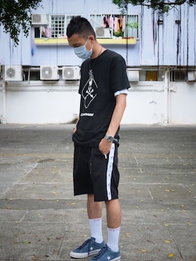 「fragment design（フラグメントデザイン）のアイテム（スニーカー）」を使った、83saneZさん（メンズ・173cm）の夏コーディネート