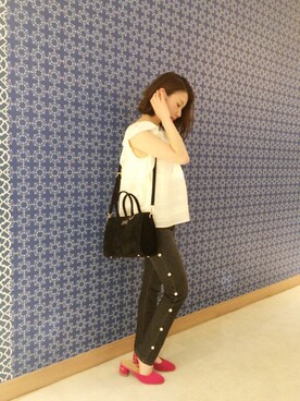 「Supreme.La.La.（シュープリームララ）のアイテム（パンツ）」を使った、Kana Takeyachiさん（レディース・159cm）の夏コーディネート