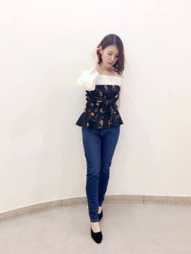 「Supreme.La.La.（シュープリームララ）のアイテム（パンツ）」を使った、Kana Takeyachiさん（レディース・159cm）の夏コーディネート