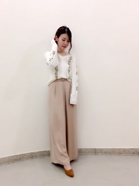 「Supreme.La.La.（シュープリームララ）のアイテム（パンツ）」を使った、Kana Takeyachiさん（レディース・159cm）の秋コーディネート