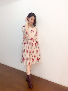 「Supreme.La.La.（シュープリームララ）のアイテム（ワンピース）」を使った、Kana Takeyachiさん（レディース・159cm）の秋コーディネート