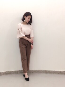 「Supreme.La.La.（シュープリームララ）のアイテム（パンツ）」を使った、Kana Takeyachiさん（レディース・159cm）の秋コーディネート