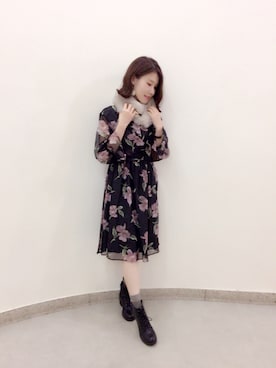 「Supreme.La.La.（シュープリームララ）のアイテム（ワンピース/ドレス）」を使った、Kana Takeyachiさん（レディース・159cm）の秋コーディネート