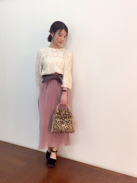 「Supreme.La.La.（シュープリームララ）のアイテム（スカート）」を使った、Kana Takeyachiさん（レディース・159cm）の秋コーディネート
