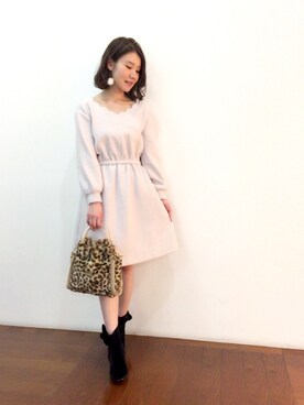 「Supreme.La.La.（シュープリームララ）のアイテム（ワンピース/ドレス）」を使った、Kana Takeyachiさん（レディース・159cm）の秋コーディネート