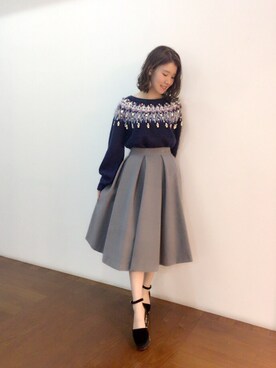 「Supreme.La.La.（シュープリームララ）のアイテム（スカート）」を使った、Kana Takeyachiさん（レディース・159cm）の秋コーディネート