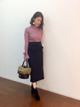 「Supreme.La.La.（シュープリームララ）のアイテム（スカート）」を使った、Kana Takeyachiさん（レディース・159cm）の秋コーディネート