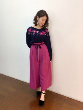 「Supreme.La.La.（シュープリームララ）のアイテム（パンツ）」を使った、Kana Takeyachiさん（レディース・159cm）の秋コーディネート