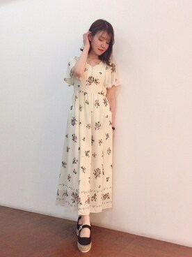 「Supreme.La.La.（シュープリームララ）のアイテム（ワンピース/ドレス）」を使った、Kana Takeyachiさん（レディース・159cm）の春コーディネート