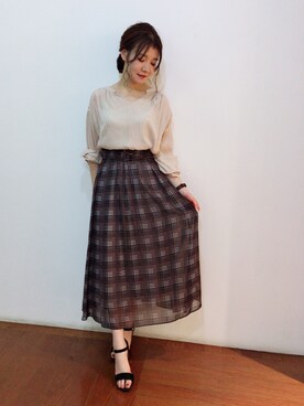 「Supreme.La.La.（シュープリームララ）のアイテム（スカート）」を使った、Kana Takeyachiさん（レディース・159cm）の夏コーディネート