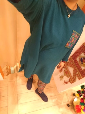 「チチカカ」｜「アイテム（チュニック）」を使った、ちゃろ。さん（レディース・158cm）の秋コーディネート