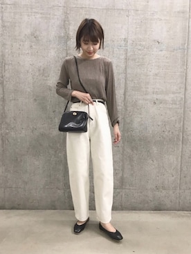 「SENSE OF PLACE by URBAN RESEARCH（センスオブプレイスバイアーバンリサーチ）のスクエアトウセンターシームフラットシューズ（パンプス）」を使った、みやりなさん（レディース・167cm）の夏コーディネート