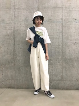 「SENSE OF PLACE by URBAN RESEARCH（センスオブプレイスバイアーバンリサーチ）のアイテム（スリッポン）」を使った、みやりなさん（レディース・167cm）の夏コーディネート