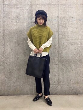 「スタッフセンバツ」｜「アイテム（ハンチング/ベレー帽）」を使った、みやりなさん（レディース・167cm）の秋コーディネート