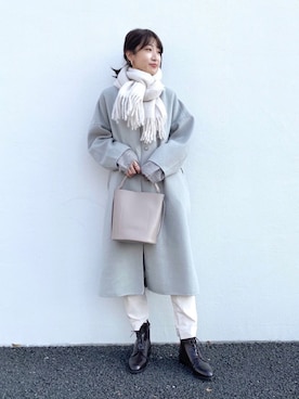 「レースアップシューズ」｜「アイテム（ノーカラージャケット）」を使った、みやりなさん（レディース・167cm）の秋コーディネート