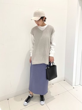 「SENSE OF PLACE by URBAN RESEARCH（センスオブプレイスバイアーバンリサーチ）のアイテム（スリッポン）」を使った、みやりなさん（レディース・167cm）の春コーディネート