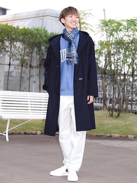 「BEAUTY&YOUTH UNITED ARROWS（ビューティーアンドユースユナイテッドアローズ）のアイテム（ダッフルコート）」を使った、根本 健太郎さん（メンズ・178cm）の冬コーディネート