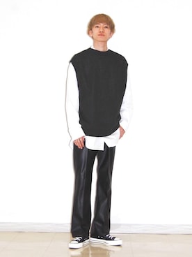 根本 健太郎さん（メンズ・178cm）の冬コーディネート