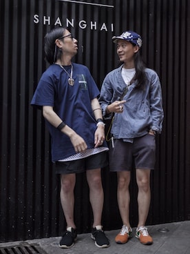 「Champion（チャンピオン）のアイテム（カーゴパンツ）」を使った、caifenglaoさん（メンズ・165cm）の秋コーディネート
