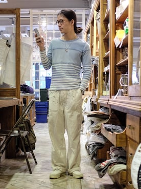 「TAKAHIROMIYASHITATheSoloIst.（タカヒロミヤシタザソロイスト）のアイテム（チノパンツ）」を使った、caifenglaoさん（メンズ・165cm）の秋コーディネート
